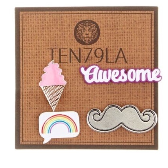 Ten 79 LA Jewelry - Ice Cream Cone, Rainbow, Mustache Jewelry Pins